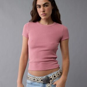 American Eagle Waffle Baby Tee M